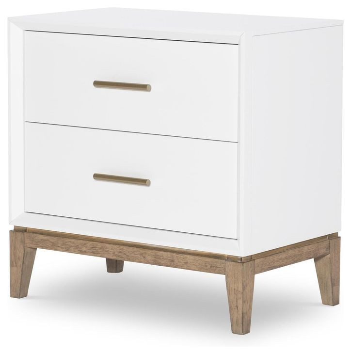 Melrose Cloud White and Desert Oak 2 Drawer Nightstand with USB Charging