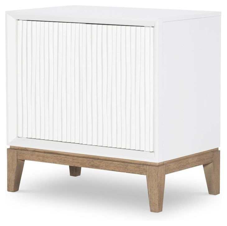 Melrose Cloud White and Desert Oak 2 Door Nightstand with USB Charging