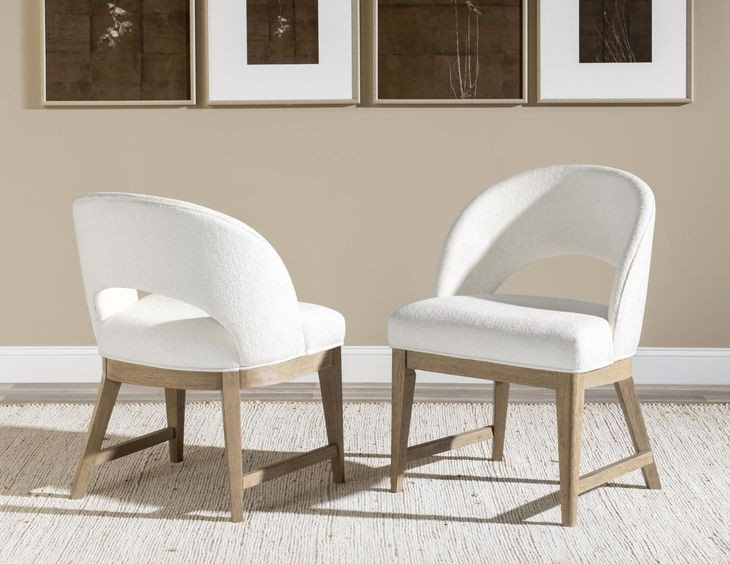Melrose Cloud White Upholstered Arm Chair Set of 2