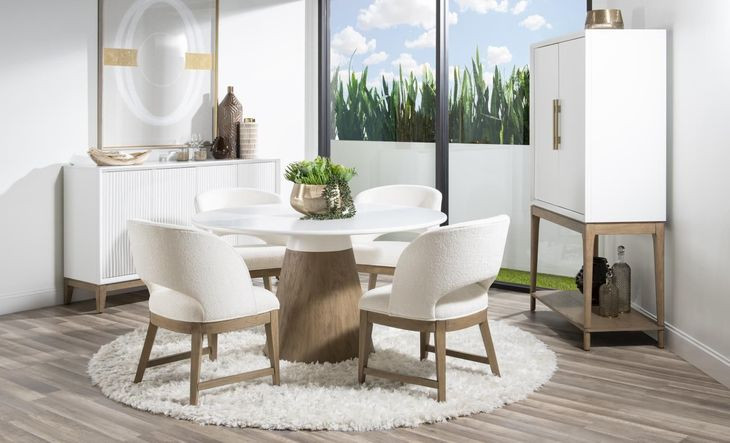 Melrose Cloud White and Desert Oak 54" Round Dining Table