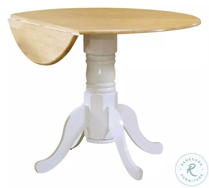 Allison Natural Brown And White Drop Leaf Round Dining Table