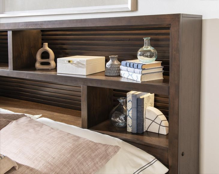 Architect Onyx Queen Bookcase Bed with LED