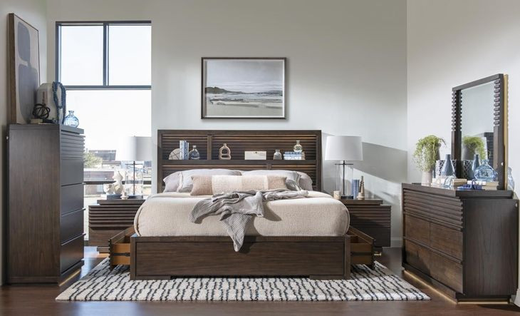 Architect Onyx Queen Bookcase Storage Bed with LED