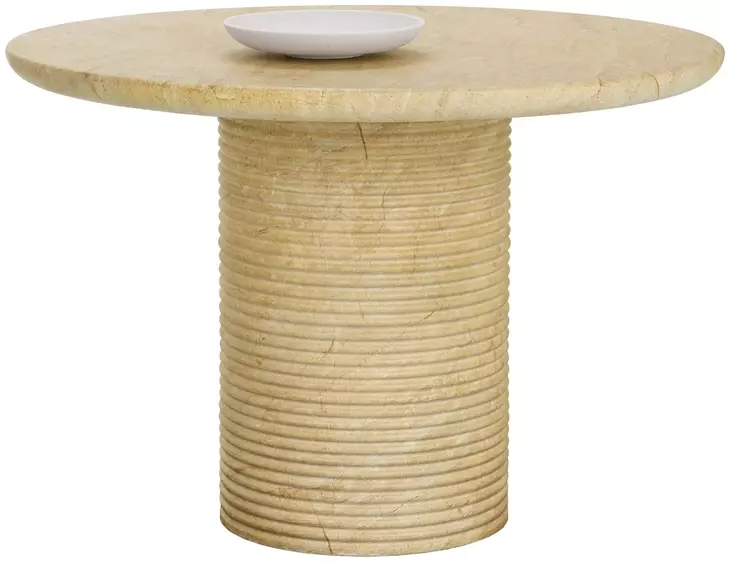 Rhenora Travertine Look 43" Round Concrete Top Outdoor Dining Table