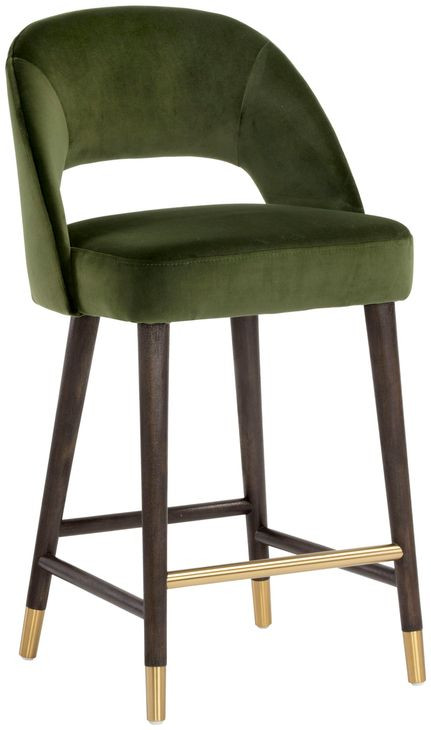 Nyssa Moss Green Upholstered Counter Height Stool
