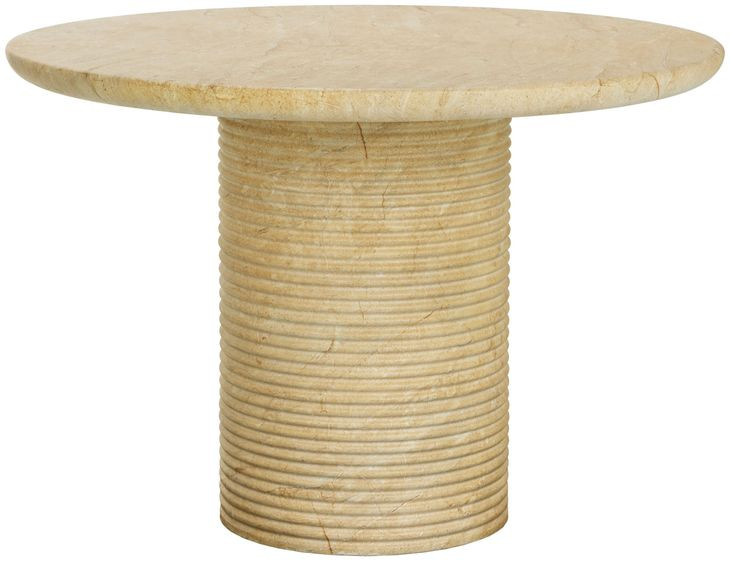 Rhenora Travertine Look 43" Round Concrete Top Outdoor Dining Table