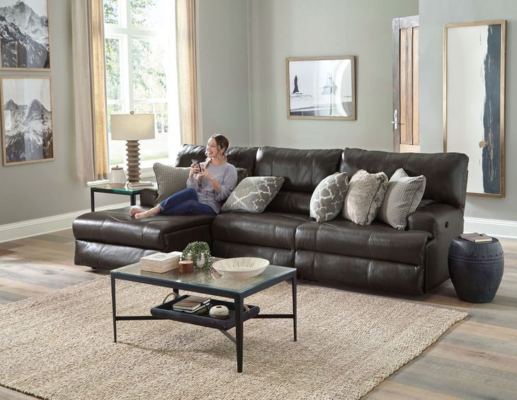 Como Steel Leather Modular Reclining Sectional