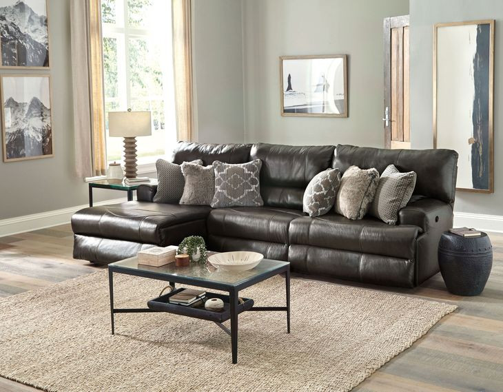 Como Steel Leather Modular Reclining Sectional