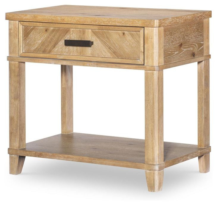 Torrance Aged Driftwood 1 Drawer Nightstand with USB Charging