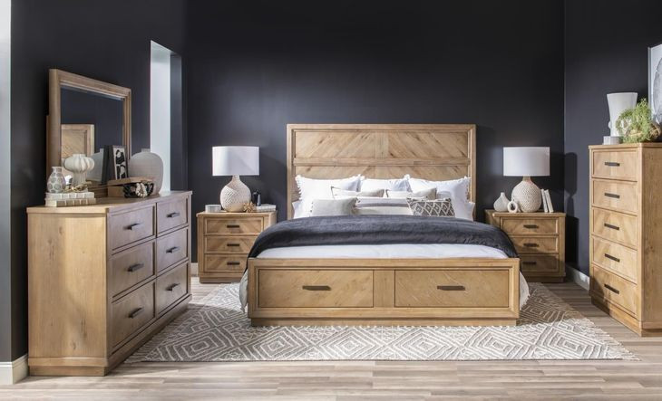 Torrance Aged Driftwood King Storage Panel Bed