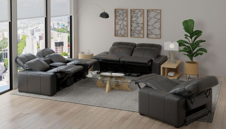 Ferrara Black Leather Zero Gravity Power Recliner with Power Headrest and USB Charging