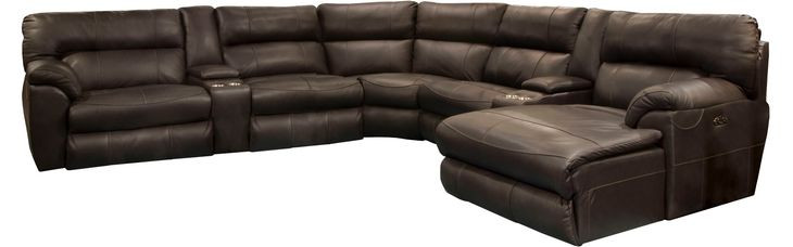 Maldini Coffee Leather Zero Gravity 4 Piece Modular Power Reclining Sectional with Power Headrest and Heat Massage