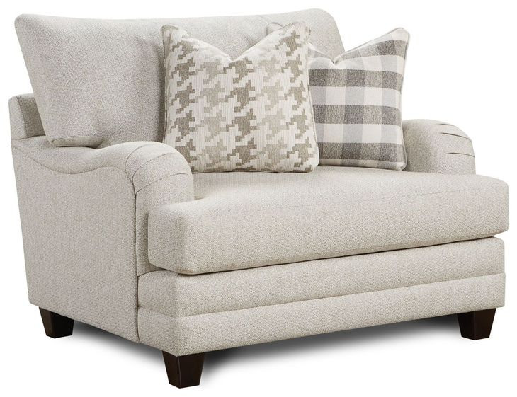 Basic Wool Beige Performance Fabric Accent Chair with Throw Pillows