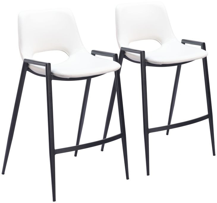 Desi White and Black Counter Height Stool Set of 2