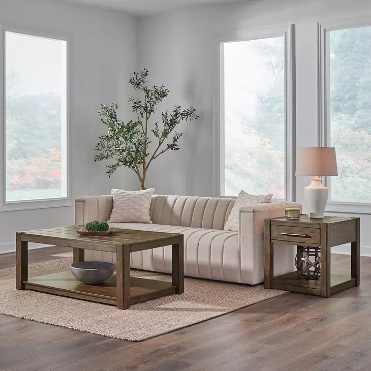 Broadmore Cobblestone Brown Rectangular End Table