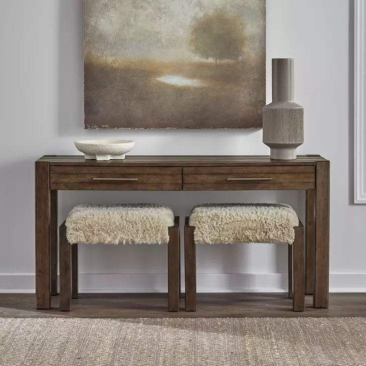 Broadmore Cobblestone Brown Rectangular Console Table