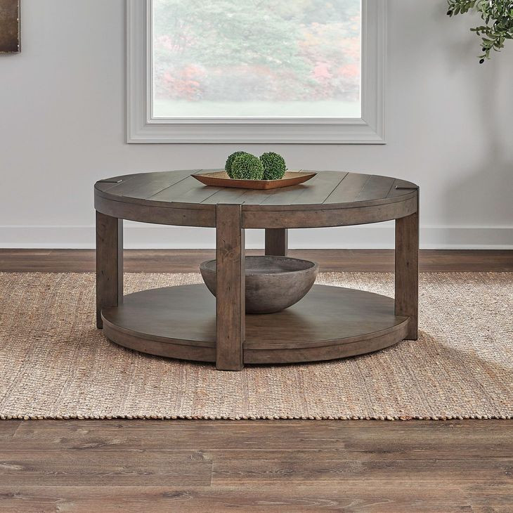 Broadmore Cobblestone Brown Round Cocktail Table