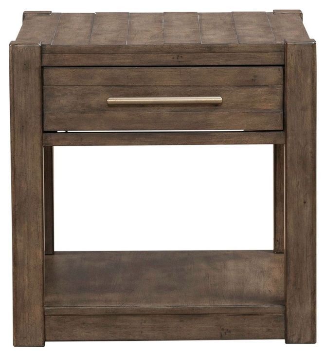 Broadmore Cobblestone Brown Rectangular End Table