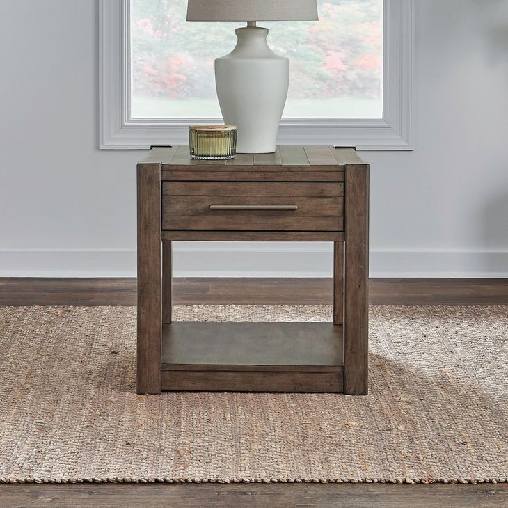 Broadmore Cobblestone Brown Rectangular End Table