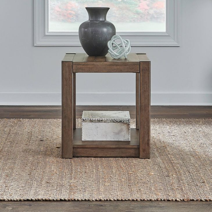 Broadmore Cobblestone Brown Rectangular Chairside Table