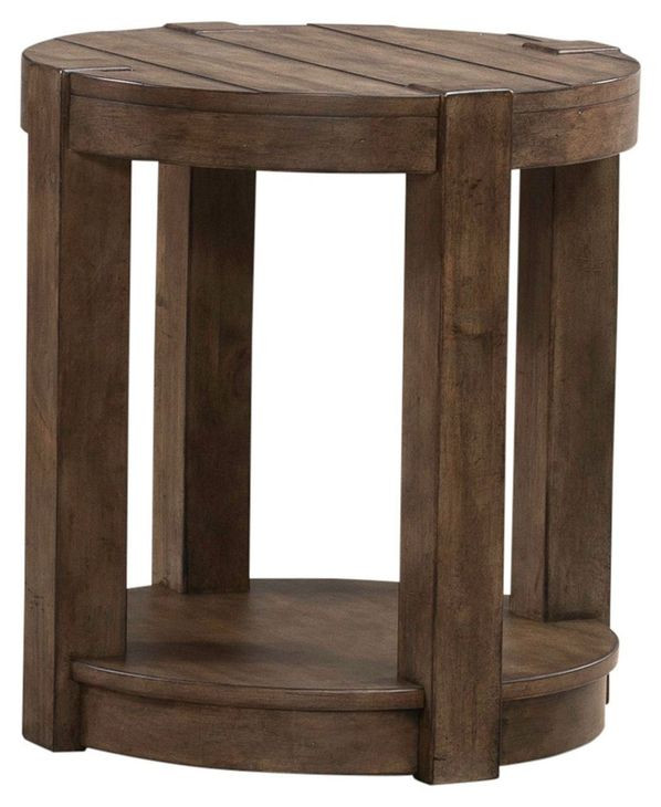 Broadmore Cobblestone Brown Round Chairside Table