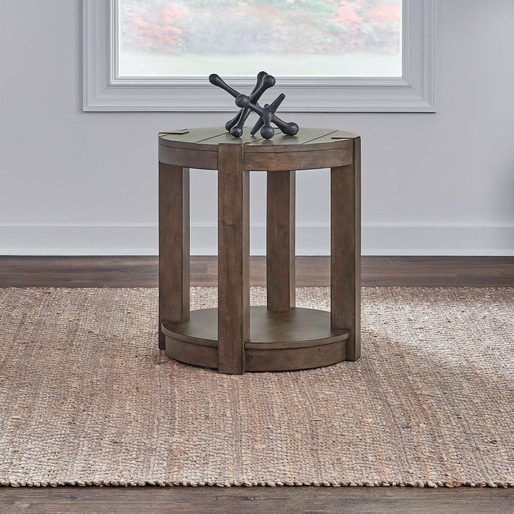 Broadmore Cobblestone Brown Round Chairside Table