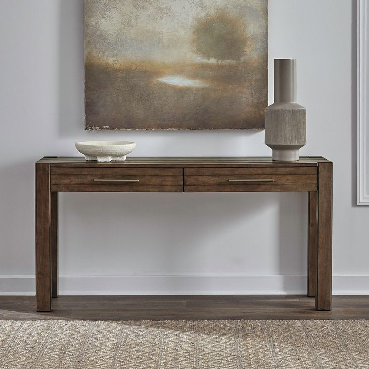 Broadmore Cobblestone Brown Rectangular Console Table