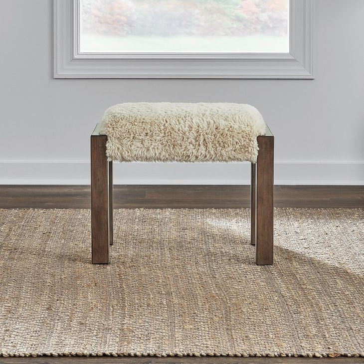 Broadmore Beige Upholstered Console Stool