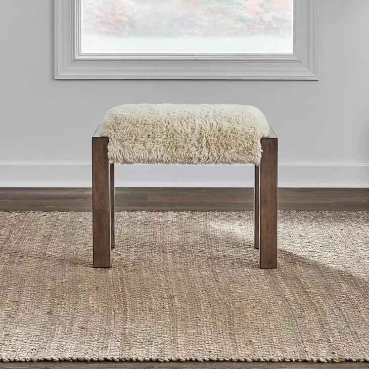 Broadmore Beige Upholstered Console Stool