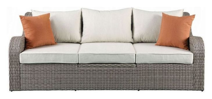 Salena Beige 82" Outdoor Sofa and 2 Ottomans
