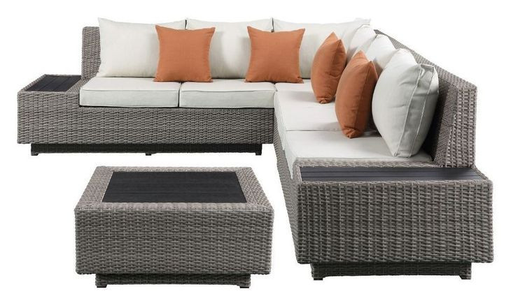 Salena Beige and Gray 5 Piece Outdoor Conversation Set