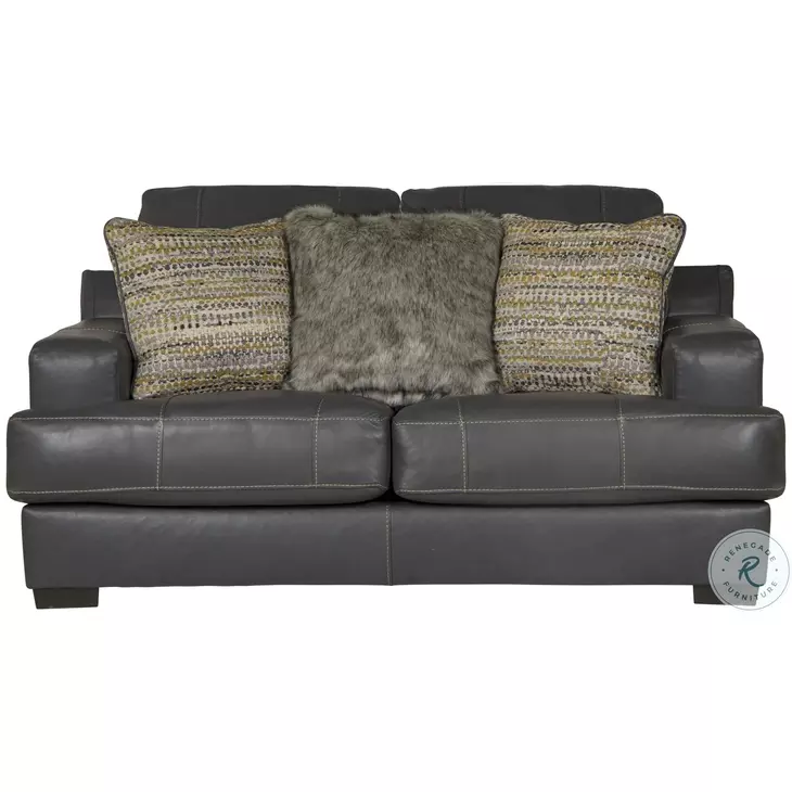 Marco Gunmetal Italian Top Grain Leather Match 67" Loveseat