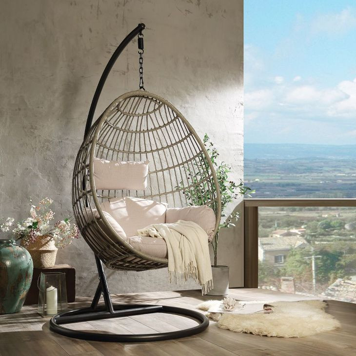 Vasant Cream Upholstered Outdoor Hanging Chair