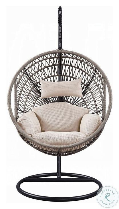 Vasant Fabric and Rope Hanging Chair - Thumbnail 4