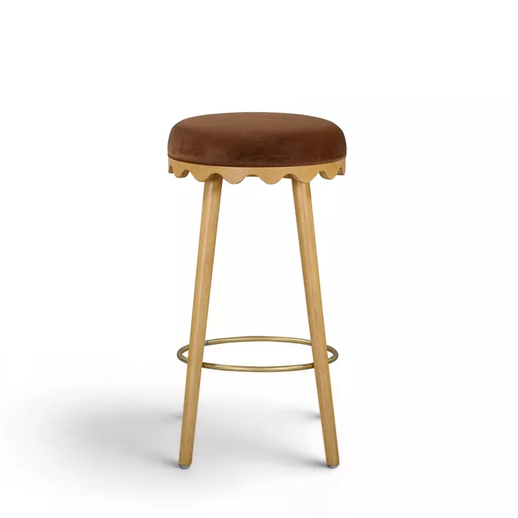 Oodle Bronze Performance Vegan Mohair Upholstered Bar Stool