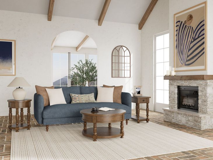 Eastlake Whiskey Oak Round Occassional Table Set