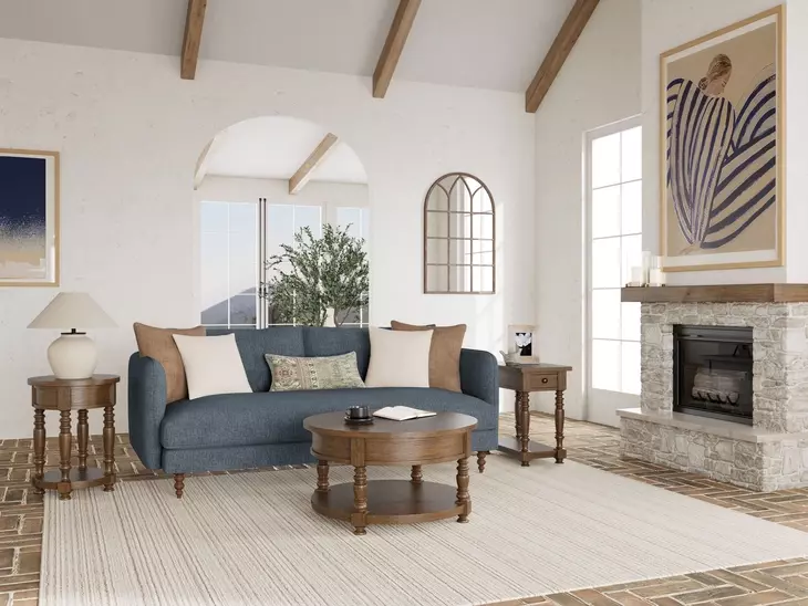 Eastlake Whiskey Oak Round Occassional Table Set