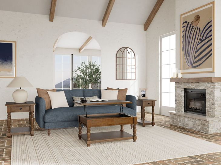 Eastlake Whiskey Oak Rectangular Lift Top Occassional Table Set