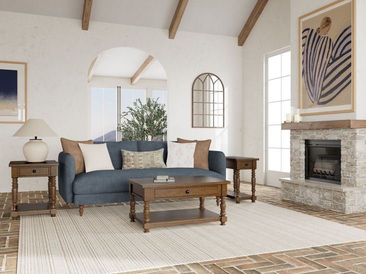 Eastlake Whiskey Oak Rectangular Lift Top Occassional Table Set