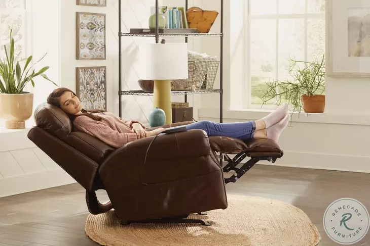 Vito Brown Rocker Power Recliner with Power Headrest And Lumbar