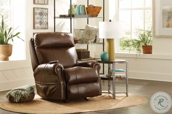 Vito Brown Rocker Power Recliner with Power Headrest And Lumbar