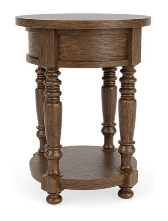 Eastlake Whiskey Oak Round Chairside Table