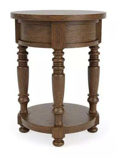 Eastlake Whiskey Oak Round Chairside Table
