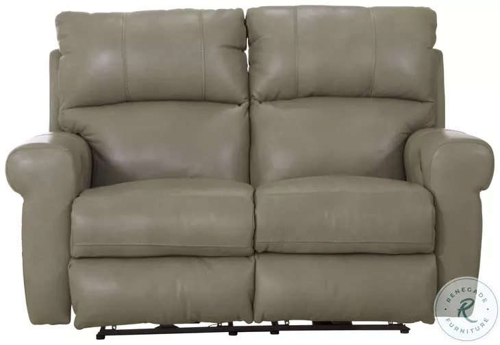 Torretta Putty Leather Lay Flat Power Reclining 76" Loveseat