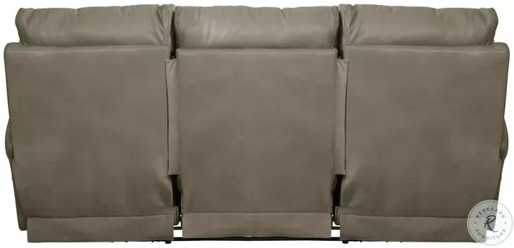 Torretta Putty Leather Lay Flat Power Reclining Sofa From Home