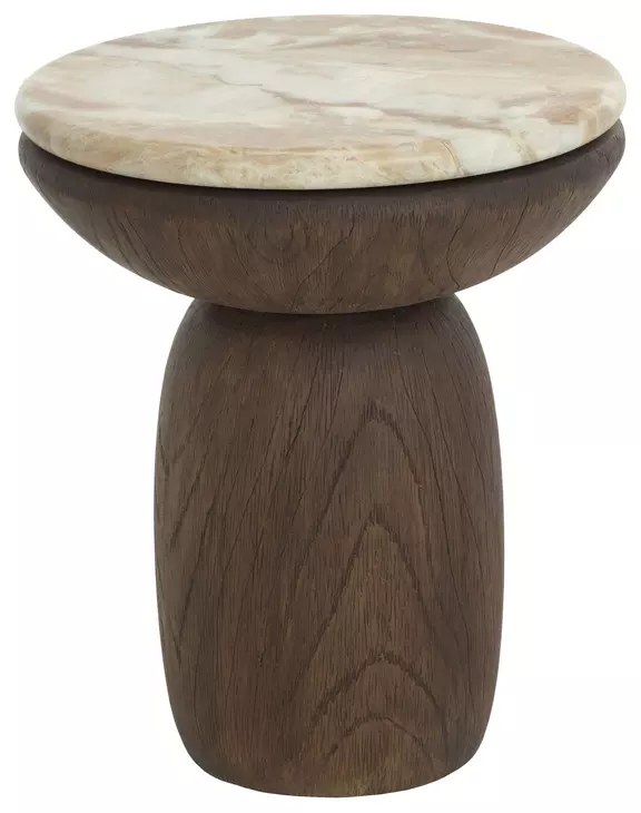 Orina Macchiato and Brown Outdoor Round End Table