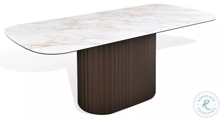 LP 459 Carrara Gold Ceramic Top And Brushed Bronze Dining Table