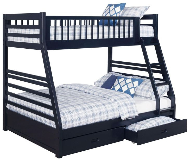 Ashton Navy Blue Twin Over Full Bunk Bed