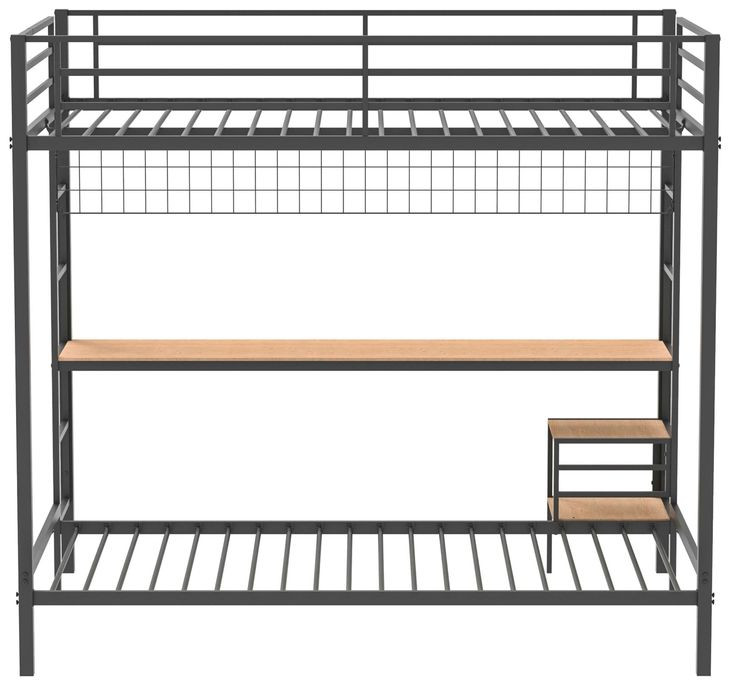 Bettoni Black and Brown Full Over Twin Workstation Bunk Bed