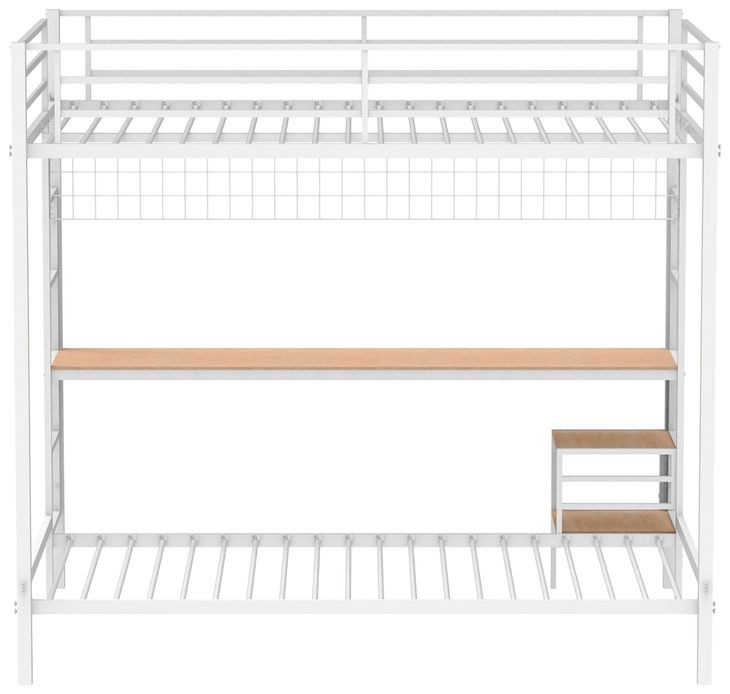 Bettoni White and Brown Full Over Twin Workstation Bunk Bed